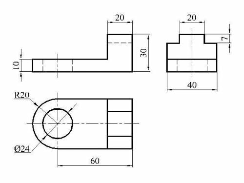 Начертить главный вид,вид слева, вид снизу