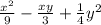 \frac{x {}^{2} }{9} - \frac{xy}{3} + \frac{1}{4}y {}^{2}