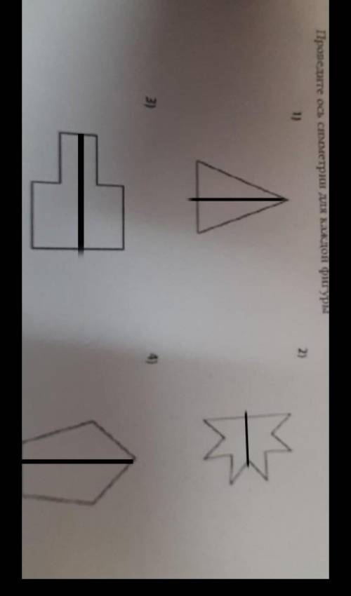 Проведите ось симметрии для каждой фигуры​