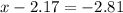 x - 2.17 = - 2.81