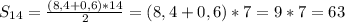 S_{14}=\frac{(8,4+0,6)*14}{2} =(8,4+0,6)*7=9*7=63