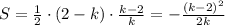 S=\frac{1}{2}\cdot (2-k)\cdot \frac{k-2}{k}=-\frac{(k-2)^2}{2k}