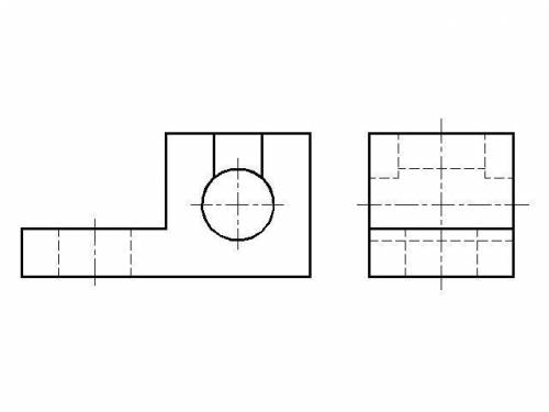 По двум данным проекциям построить третью, выполнить необходимые разрезы, нанести размеры.