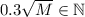 0.3\sqrt{M}\in\mathbb{N}