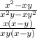 \frac{x^{2}-xy }{x^{2}y -xy^{2} } \\\frac{x(x-y) }{xy(x-y) }