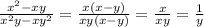 \frac{x^{2} - xy}{x^{2}y - xy^{2}} = \frac{x(x - y)}{xy(x - y)} = \frac{x}{xy} = \frac{1}{y}