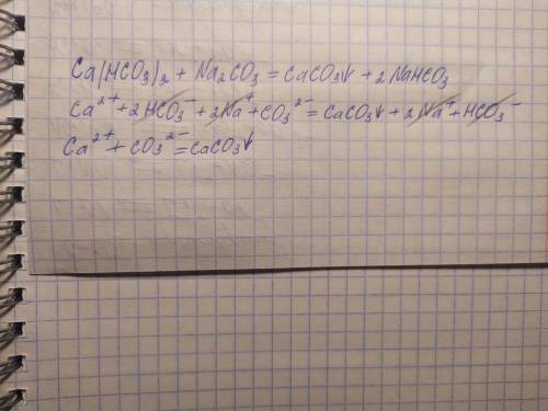 Ca(HCO3)2+Na2CO3=CaCO3+2NaHCO3ионное уравнение