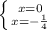 \left \{ {{x=0} \atop {x=-\frac{1}{4} }} \right.