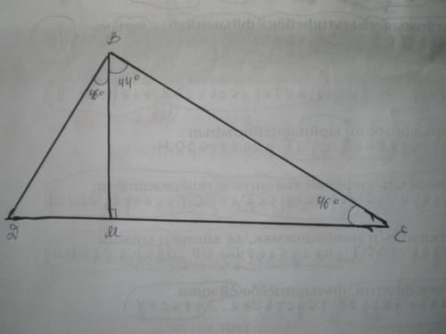 В прямоугольном треугольнике DBE (B=90 градусов) проведена высота BM. Найдите градусную меру угла MB