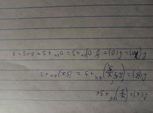 решить, заранее Найдите производную функции f(x) в точке x=0, если f (x)=(x/5)^25 + 3x