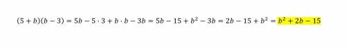 Укажіть результат множення многочленів (5+b)(b-3)