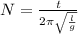 N=\frac{t}{2\pi \sqrt{\frac{l}{g} }}