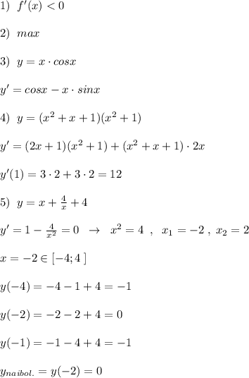 1)\; \; f'(x)