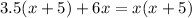 3.5(x+5)+6x=x(x+5)