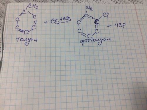 Получение о-хлортолуола из толуола (структурные формулы)