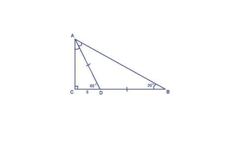 В треугольнике АBC известно, что угол С = 90 градусов, угол B = 30 градусов. На катете BC обозначили