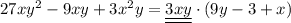 27xy^2-9xy+3x^2y=\underline {\underline{3xy}}\cdot (9y-3+x)