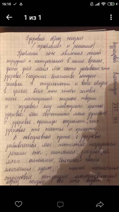 «Взгляд на здоровый образ жизни: за и против» Эссэ