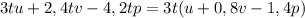 3tu+2,4tv-4,2tp = 3t(u + 0,8v - 1,4p)