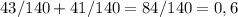 43/140+41/140=84/140=0,6