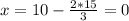 x=10-\frac{2*15}{3}=0