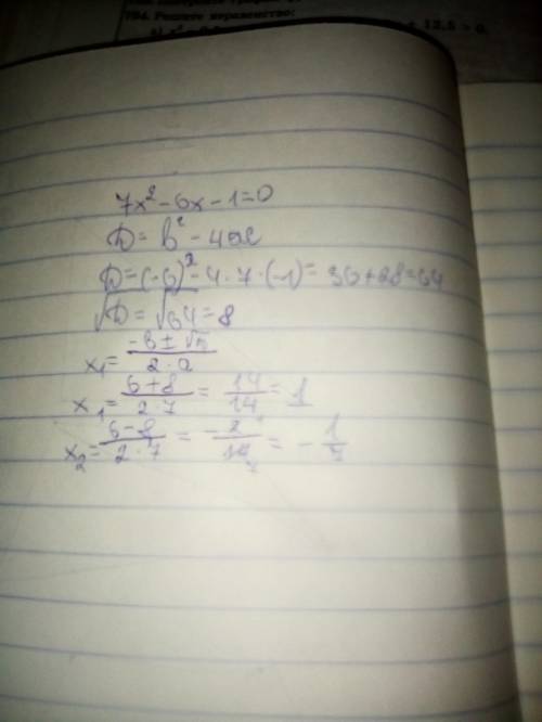 Обчисліть дискримінант рівняння 7х2 - 6х - 1 = 0.
