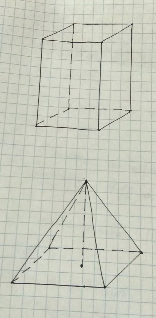 кому не трудно, очень постройте на листе прямоугольную четырехугольную призму и четырехугольную пира
