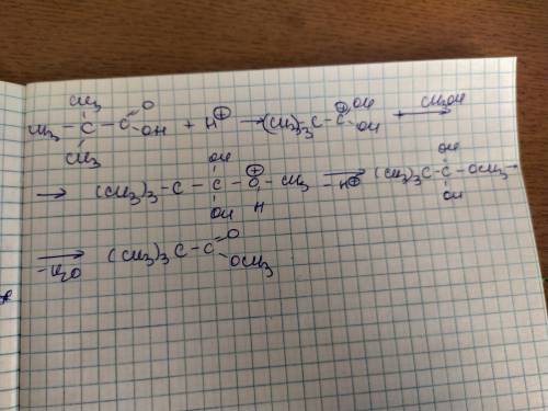 Написать реакцию этерификации карбоновой кислоты (на выбор, кроме той, которая в лекции) с метанолом