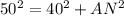 50^{2} =40^{2} +AN^{2}