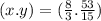 (x.y) = ( \frac{8}{3} . \frac{53}{15} )