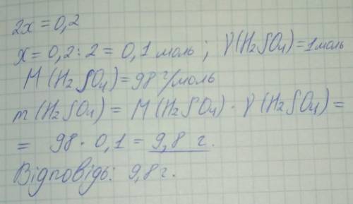 Яка маса сульфатної кислоти вступає в реакцію з натрій гідроксидом а) масою 20грам. б) 0.2 моль