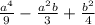 \frac{a {}^{4} }{9} - \frac{a {}^{2} b}{3} + \frac{b {}^{2} }{4}
