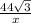 \frac{44\sqrt{3} }{x}