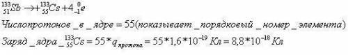 Какое ядро образуется из радиоактивного изотопа сурьмы-133 после четыре хβ-распадов?