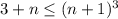 3+n \leq (n+1)^3