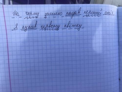 Зробити повний синтаксичний розбір. На чорну землю падав перший сніг; Я купив червону квітку;