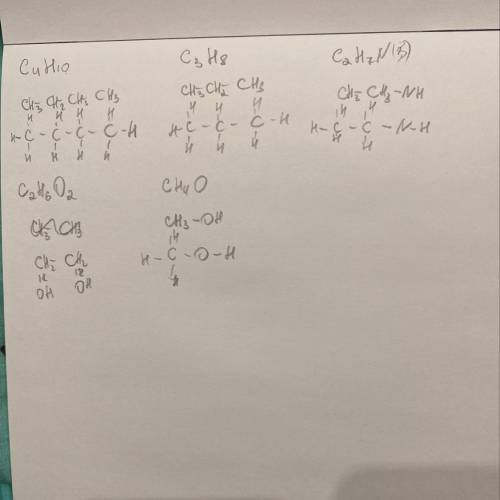 Напишите полную и сокращенную структурную формулу, этих веществ:1. С4H102. C3H8O3. C2H7N4. C2H6O25.