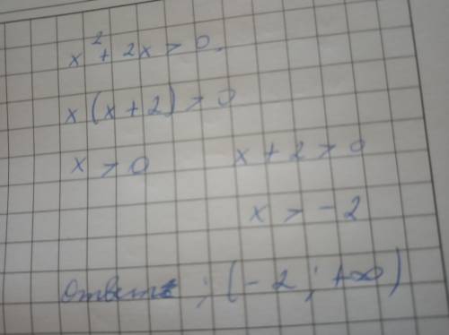 Решите неравенство x в квадрате + 2x больше 0