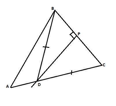В треугольнике ABC серединный перпендикуляр стороны BC пересекает сторону AC в точке D. Определи дли