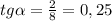 tg\alpha=\frac{2}{8}=0,25