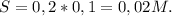 S=0,2*0,1=0,02M.\\