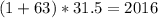 (1+63)*31.5 = 2016