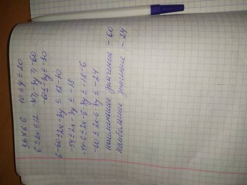 Про некоторые числа x и y известно, что 3<=x<=6 , а 20>=y>=10 . Найдите наибольшее и наи