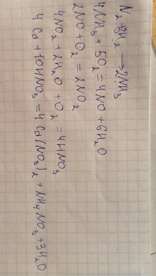 Запишите уравнения реакций,позволяющих осуществить следующие превращения: N2⇒NH3⇒NO⇒NO2⇒HNO3⇒Ca(NO3)