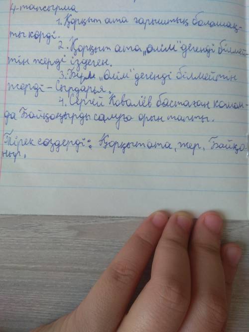 4-тапсырма. Мәтін мазмұны бойынша жоспар құрып жаз. жоспардағы тақырыпшалардың аясындағы тірек сөзде