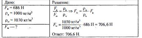 Определи, с какой силой человек будет выталкиваться из морской воды, если в пресной воде на него дей