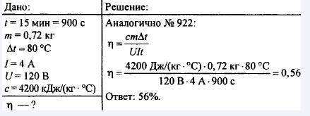 Определите кпд электрочайника в котором при силе тока 4 А и напряжением 220 В нагрелось 1,5 литоа во