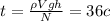 \[t = \frac{{\rho Vgh}}{N} = 36c\]