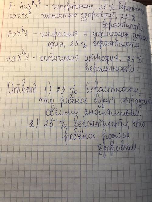 Гипертония у человека определяется доминантным аутосомным геном, а оптическая атрофия вызывается рец