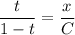 \dfrac{t}{1-t}=\dfrac{x}{C}